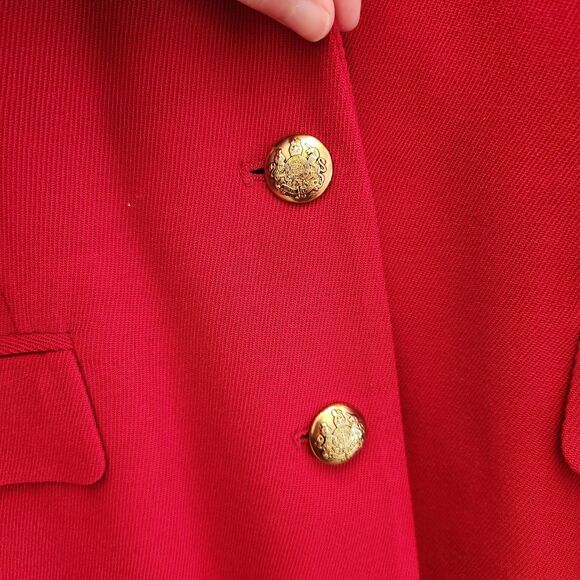 Vtg Ralph Lauren LRL Womens Red Worsted Wool Gold Crown Crest Jacket Sz 6 Preppy - Picture 3 of 8